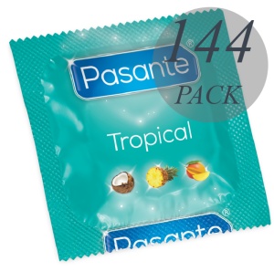 Prezervative Vegane cu Arome Exotice Pasante Tropical – Pachet Gigant 144 bucăți