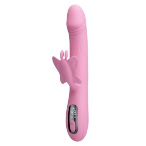 Vibrator Bella Rabbit din silicon, stimulare fluture pentru clitoris, afișaj LED, 9 viteze + 4 moduri atingere, Roz