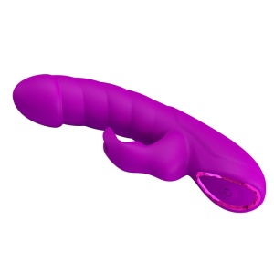 Vibrator Monica din silicon, dublă stimulare pentru punctul G și clitoris, reîncărcabil magnetic, 10 moduri de vibrație, Mov - Img 3