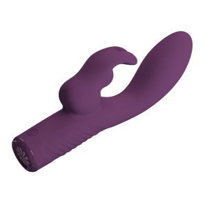 Vibrator Olivia Rabbit din silicon, dublă stimulare punct G și clitoris, reîncărcabil magnetic, Violet - Img 6