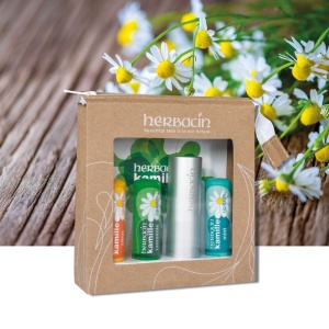 Set cadou 3 balsamuri de buze cu suport, Herbacin