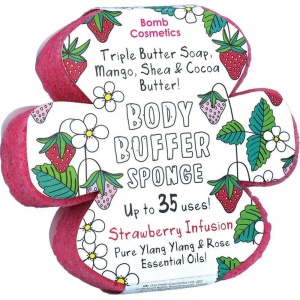 Sapun exfoliant cu burete Strawberry Infusion Body Buffer, Bomb Cosmetics