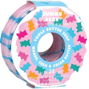 Sapun exfoliant cu burete Yummy Bear Donut Body Buffer, Bomb Cosmetics