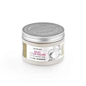 Exfoliant corp cu lapte de capră unt de shea litchi și perle Organique 450 ml