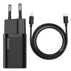 Încărcător rețea PD 20W 3A USB Tip C – Lightning 1m – negru-enervolt.ro