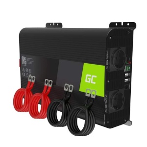 Green Cell PRO – Invertor de tensiune 12V → 230V, 2000W, sinus pur, INVGC11