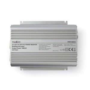 NEDIS Invertor tensiune 24V DC → 230V AC, 1000W, undă sinusoidală, 2x Schuko, dela enervolt.ro