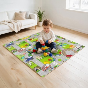 REBEL Covoraș educativ puzzle, Dimensiuni 120 x 120 cm, Mașini, by enervolt.ro