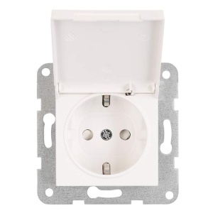 Schrack Inserție priză cu protecție, cu capac, Visio S50, EV101205 — incastrat, alb, conexiune elastică