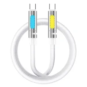 BWOO Cablu USB-C la USB-C 1.2 m 240W cu RGB și Aromatherapy - Culoare Alb