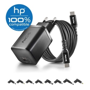 NGS Incarcator retea BUD 45W-C, 1x USB-C PD 45W, cablu USB-C, 8 mufe compatibile cu HP_enervolt.ro