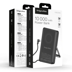 KRUGER&MATZ Power bank 10000 mAh PD 20W cu cablu USB-C integrat