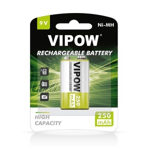 VIPOW ACUMULATOR 9V 250mAh Ni‑MH – Blister 1 buc.
