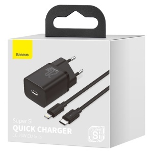  Încărcător rețea PD 20W 3A USB Tip C – Lightning 1m – negru, enervolt.ro