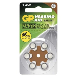 Gold Peak Baterie auditiva, ZA312 dim. 7.9X3.6 mm, 1.45V, Blister 6 buc