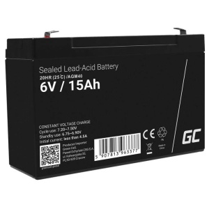 GreenCell Acumulator plumb-acid 6V 15Ah, terminal F1/T1, AGM