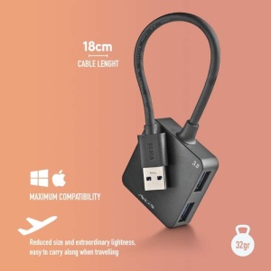 NGS Hub USB 3.0 IHUB 3.0 TINY – 4 porturi, 5 Gbps, compact și portabil - Img 3