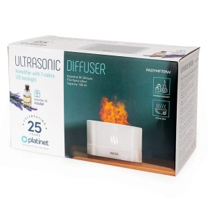 PLATINET Difuzor Uleiuri și Umidificator 180ml, Efect Flacără, Alb