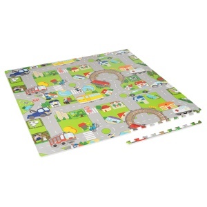 REBEL Covoraș educativ puzzle, Dimensiuni 120 x 120 cm, Mașini, enervolt.ro