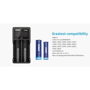XTAR Incarcator acumulatori Li-ion, NiMH, 2 canale, VC2SL functie powerbank, afisaj LCD