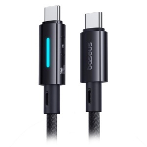 BASEUS Cablu USB‑C – USB‑C 100W 2m – Lit Button-Control negru_enervolt.ro