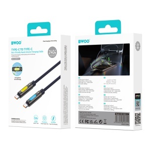 BWOO cablu USB-C la USB-C 1.2 m 240W cu RGB și Aromatherapy - Negru_enervolt.ro