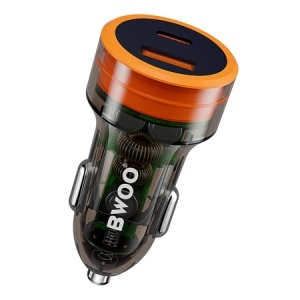 BWOO Încărcător auto 38W QC 18W + PD 20W - Transparent