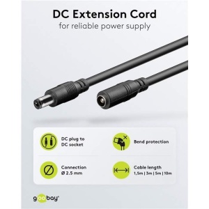 Goobay – Cablu de extensie DC mamă–tată 5.5x2.5 mm, 5 m