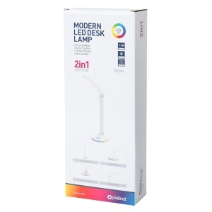 PLATINET Lampă de birou led, 12 W, 500 lm, bază multicoloră și port usb pentru încărcare, albă