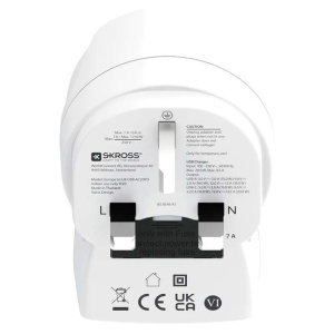 SKROSS Adaptor priză 1.500283‑E EU → UK, cu USB‑A și USB‑C 20W, enervolt.ro
