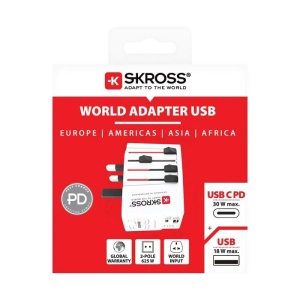 SKROSS Adaptor priza universal 1.302974, 30W, 1x USB-A, 1x USB-C