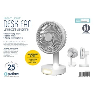PLATINET – Ventilator Birou Reîncărcabil 9W, 2×1500mAh