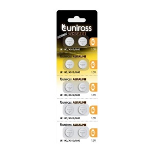 Uniross Baterie buton alcalină AG12 / LR1142 / LR43 – blister 10 buc