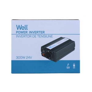 WELL Invertor de tensiune 24V → 220V, USB, 300W - Img 3