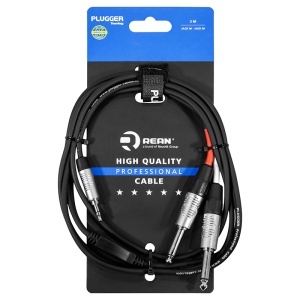 Cablu Y Jack tată 3.5 mm stereo – 2 x Jack 6.35 mm mono 2 m PLUGGER_enervolt.ro