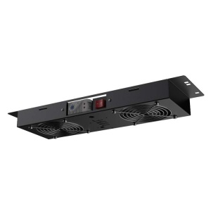 Mirsan Unitate ventilare 1U pentru rack 19" 2 ventilatoare, cu termostat negru RAL9005 MR.FAN2WT.01