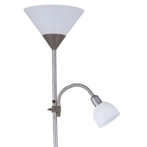 Lampadar Platinet cu două surse de lumină e27 și e14, braț reglabil pentru citit, 180 cm, gri, de la enervolt.ro