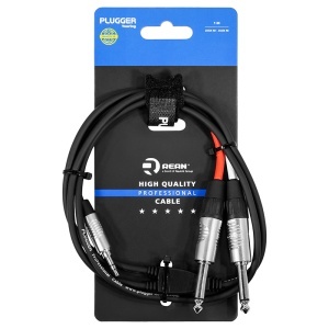  PLUGGER Cablu Y Jack tată 3.5 mm stereo – 2 x Jack 6.35 mm mono 1 m_enervolt.ro