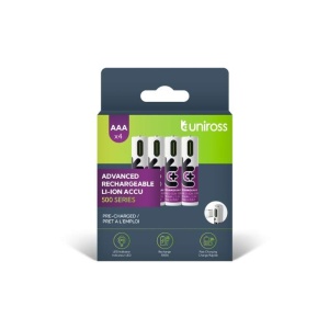 Uniross Acumulator AAA (R3) Li‑ion 10440 1.5V 500mAh / 700mWh, Încărcare USB‑C, Set 4 Bucăți
