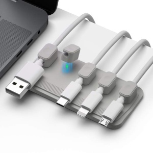 Well – Organizator de cabluri magnetic, pentru 5 cabluri, Gri