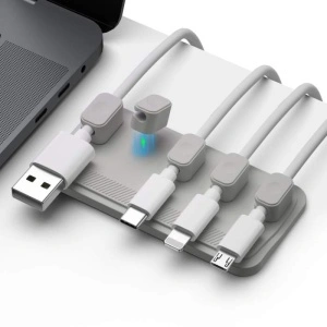 Well – Organizator de cabluri magnetic, pentru 5 cabluri, Gri