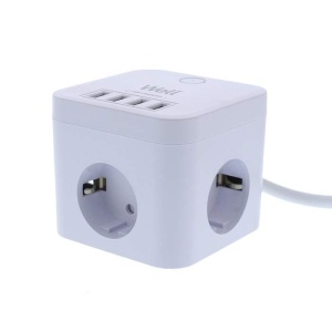 Well Prelungitor, cu 3 prize, 3 m, 4× USB, cu protecție, cablu 3×1.5 mm² – resigilat, ambalaj deteriorat