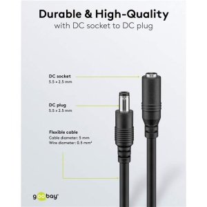 Goobay – Cablu de extensie DC mamă–tată 5.5x2.5 mm, 5 m - Img 2