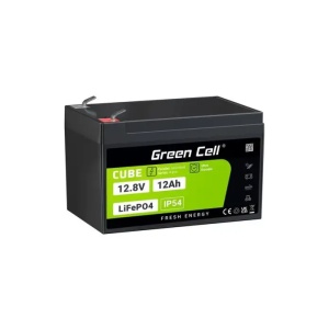 Greencell Acumulator litiu LiFePO4 12.8V 12Ah, terminal F2, 155x100x100mm