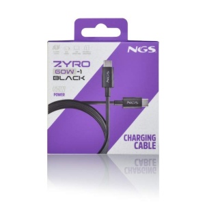 NGS – Cablu USB‑C la USB‑C ZYRO 60W‑1, 1m, încărcare rapidă 60W, rezistent și durabil