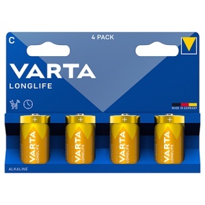 VARTA Baterii Alcaline Longlife LR14 (C), Blister 4 Bucăți