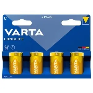 VARTA Baterii Alcaline Longlife LR14 (C), Blister 4 Bucăți