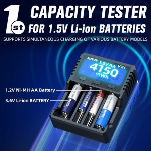 Incarcator acumulatori Li-ion LiFePO4, NiMH, AA-AAA, 4 canale, afisaj LCD, VX4, enervolt.ro