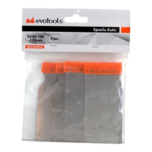 Комплект от 4 авто шпакли Evotools, стомана, 50/80/100/120 мм