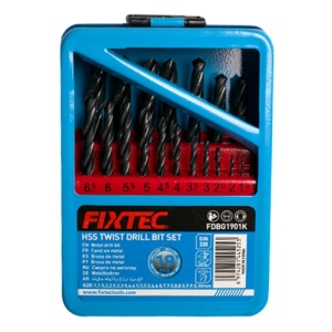 Комплект свредла HSS FIXTEC 19PCS 1-10mm в метална кутия - Img 3